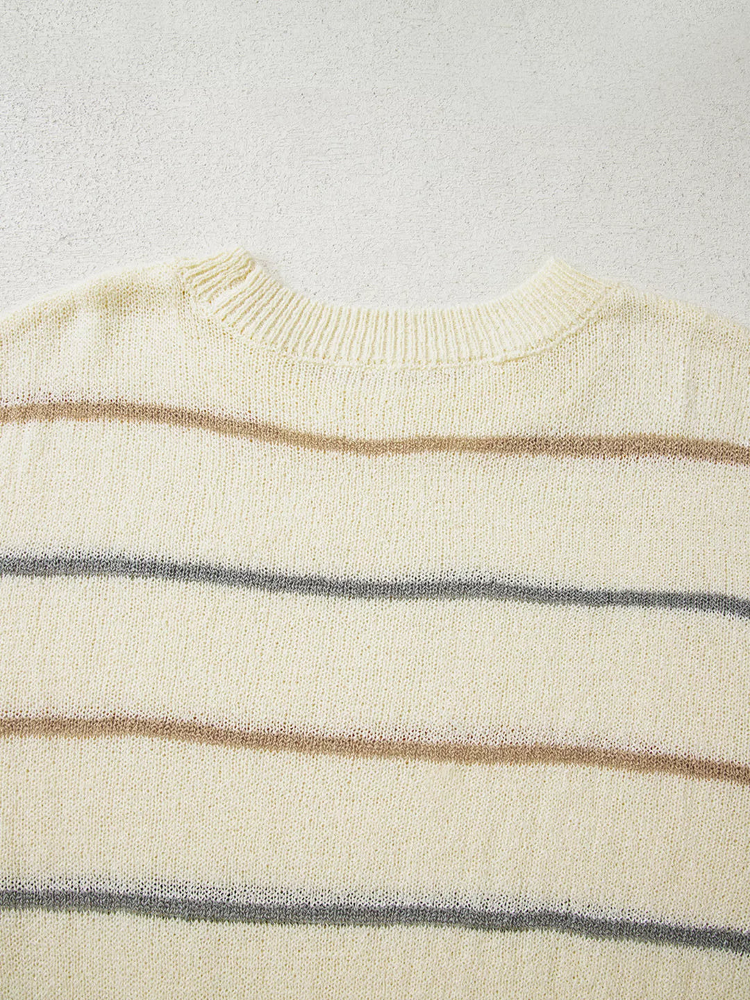 Stripe Striped Ribbed Edge Drop Shoulder Sweater