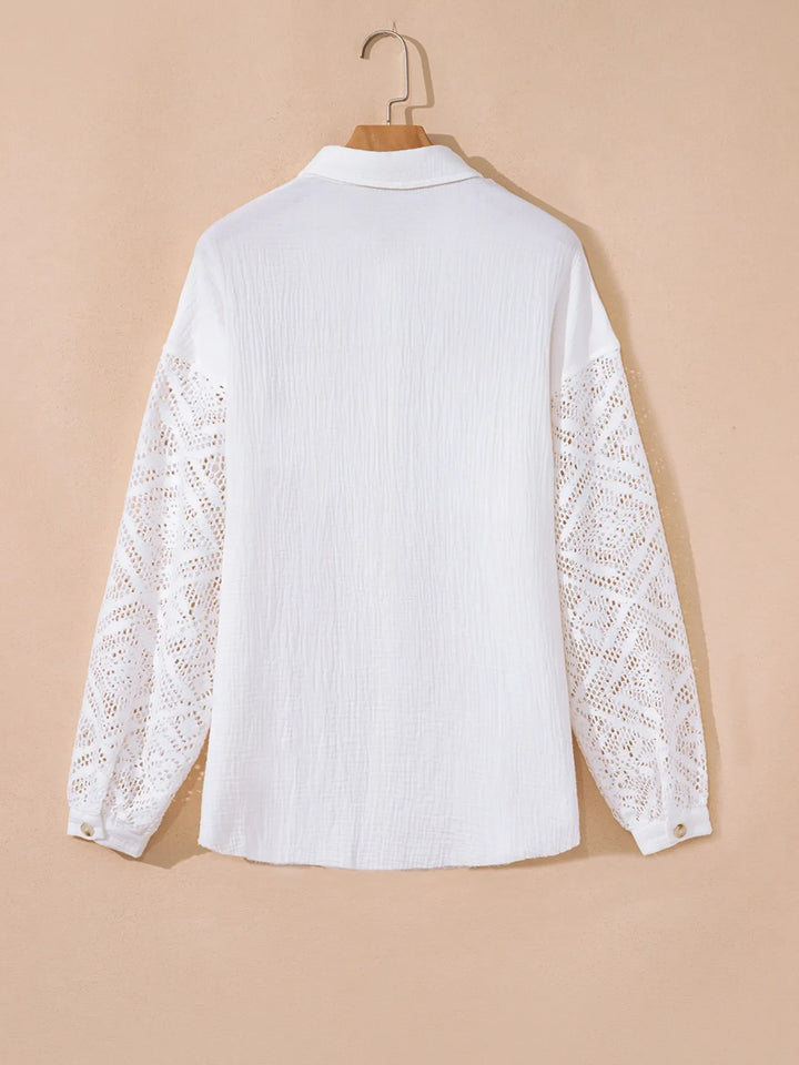 Lace Sleeve Button Down Shirt