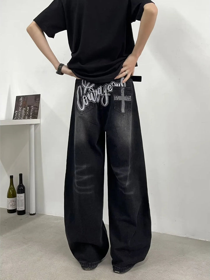Men's Full Size Wide Leg Jeans Plus Size