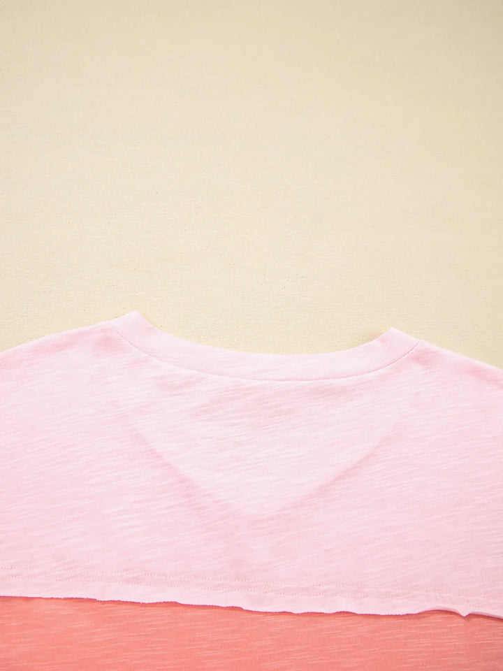 Flower Patched Exposed Seam Oversized T Shirt