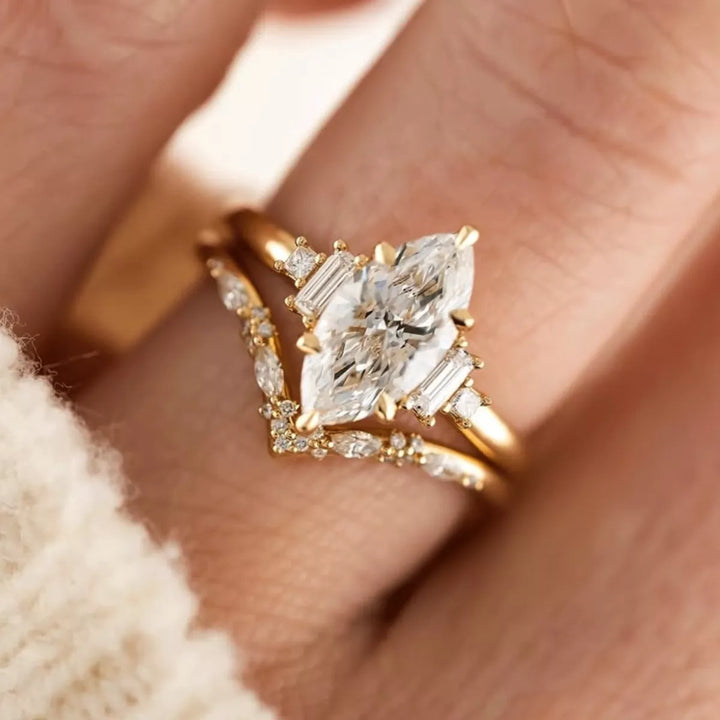 2 Carat Moissanite 925 Sterling Silver 2 Piece Ring
