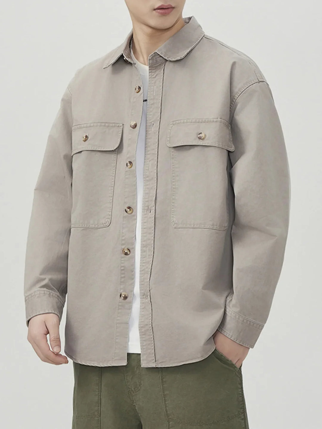 Men's Plus Size Button Up Long Sleeve Shirt