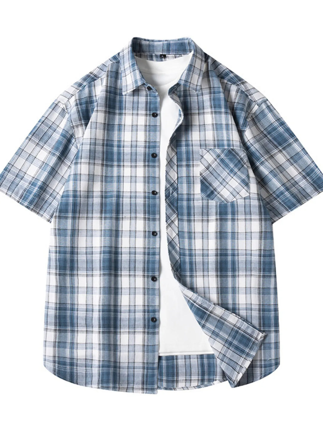 Men's Plus Size Casual Plaid Short Sleeve Shirt
