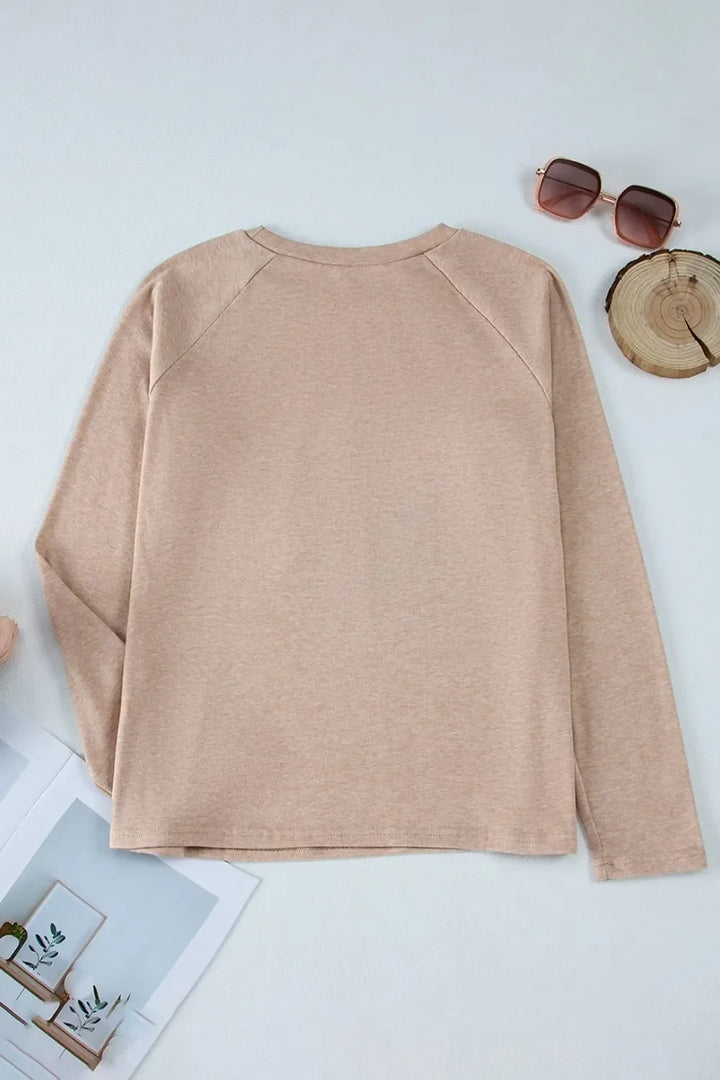 Texture Round Neck Long Sleeve T-Shirt