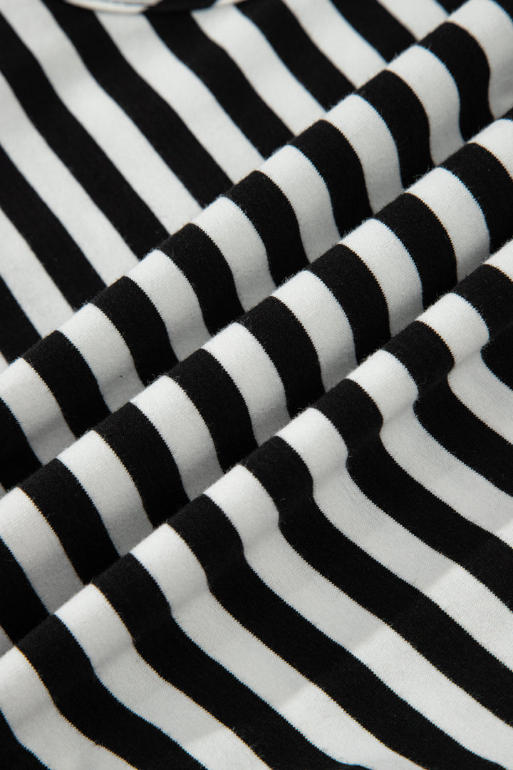 Black Stripe U Neck Sleeveless Loose Fit Mini Dress