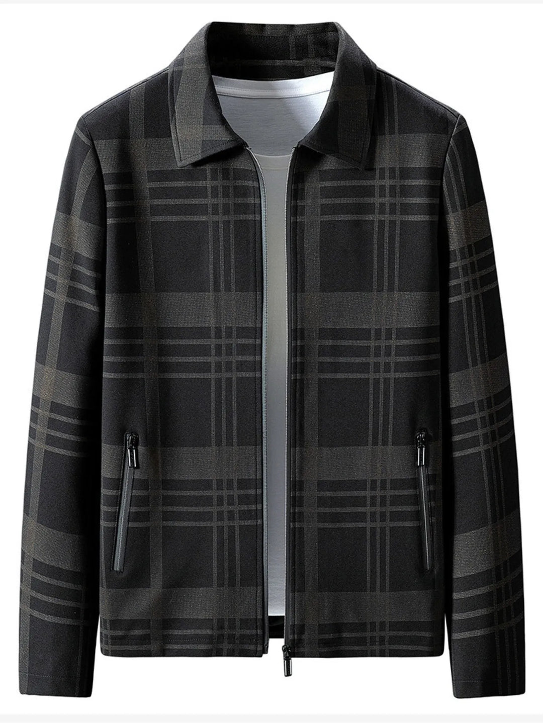 Men's Plus Size Plaid Zip Up Jacket