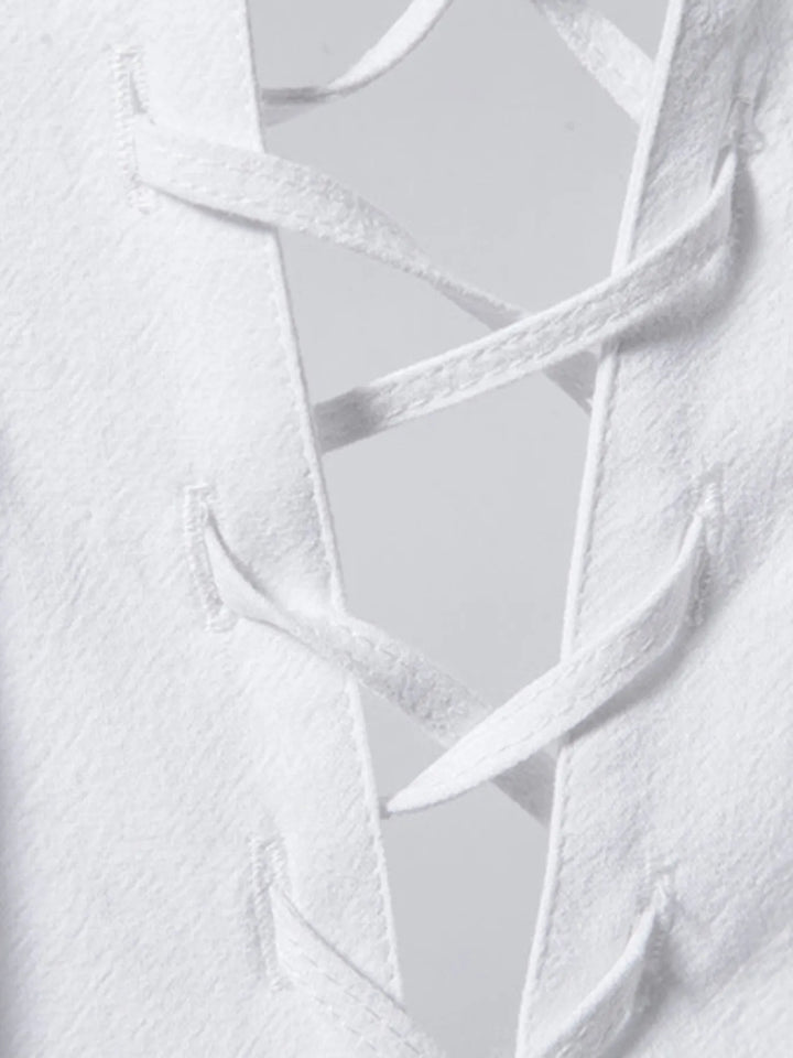 Men's Lace Up Long Sleeve Blouse