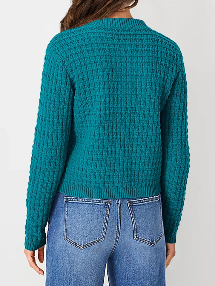 Textured Knit Button-Front Cardigan