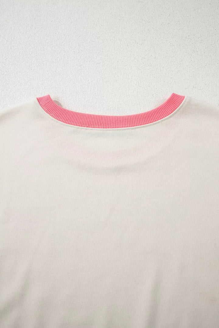Color Block Striped Patchwork Dolman Slit Sweatshirt