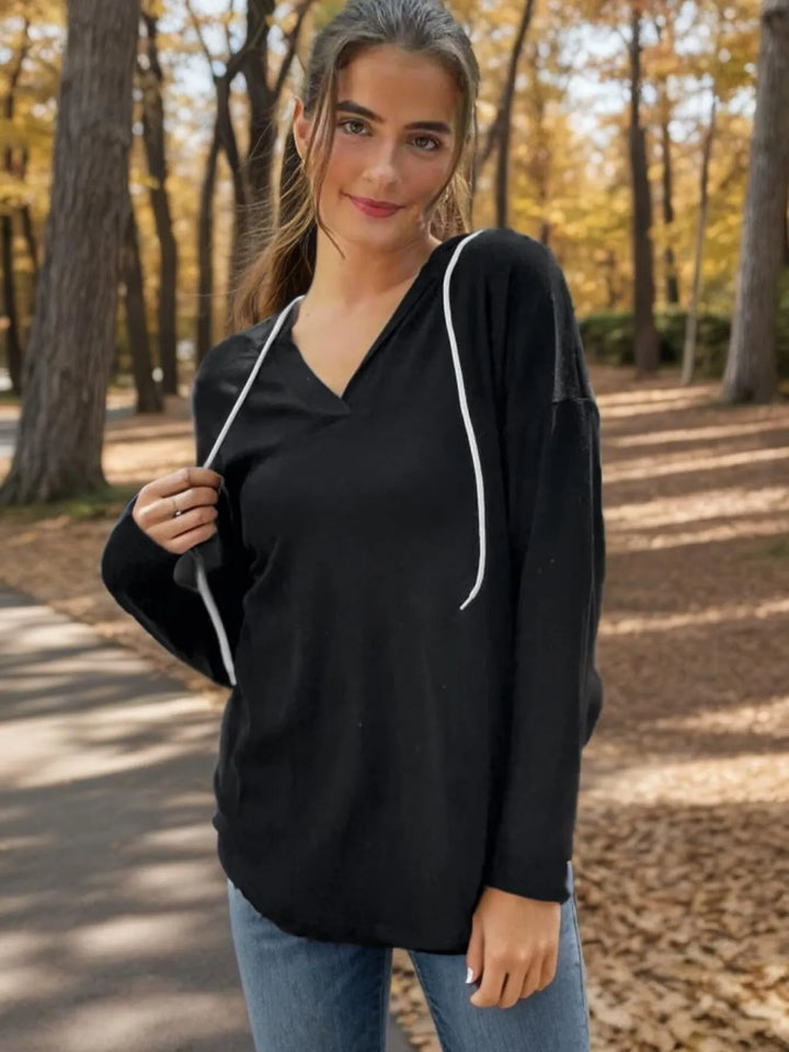Full Size Drawstring Long Sleeve Hoodie Plus Size