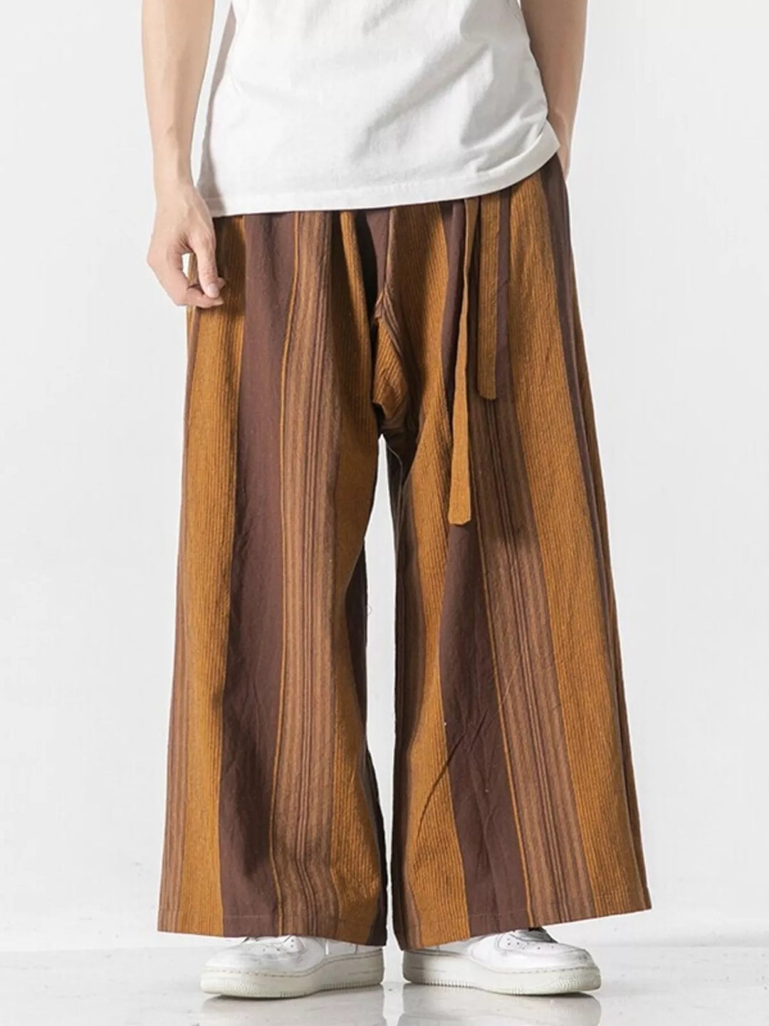Men's Plus Size Striped Wide Leg Casual Pants
