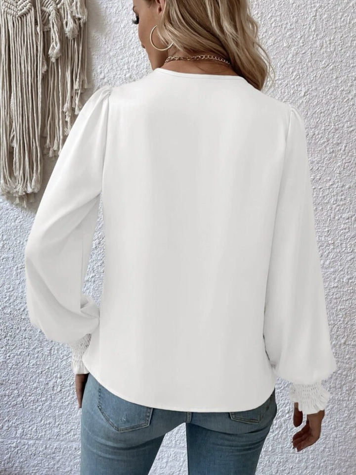 Ruched Surplice Long Sleeve Blouse