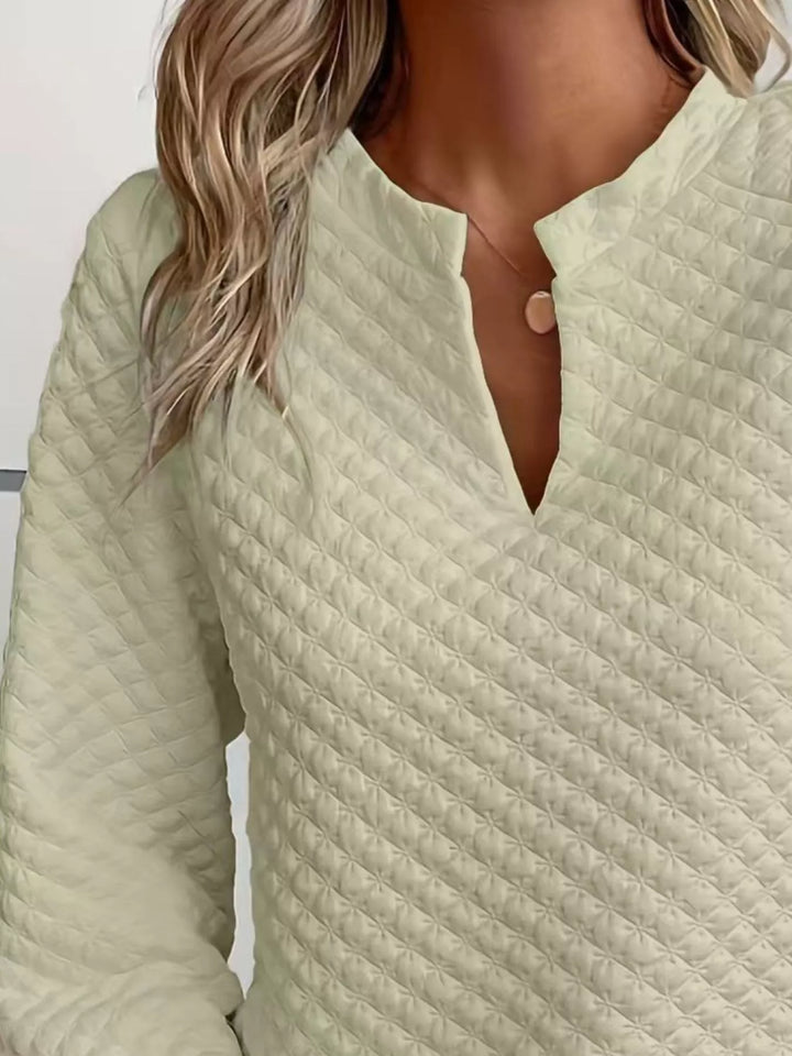 Notched Raglan Sleeve Sweatshirt