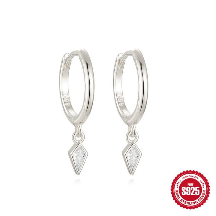 S925 Sterling Silver Kite-Shape Stone Earrings