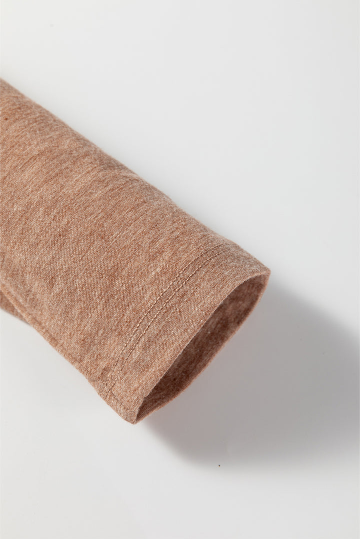 Straw Yellow Floral Patchwork V Neck Long Sleeve T Shirt