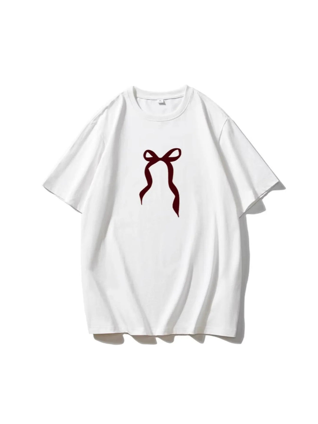 Plus Size Bow Round Neck Short Sleeve T-Shirt