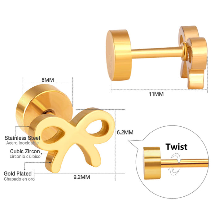 European And American Bow-knot Screw-back Stud Earrings