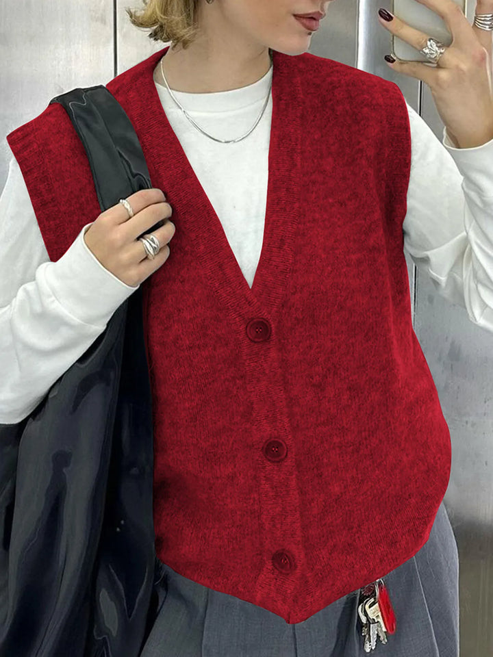 Button-Front Sweater Vest