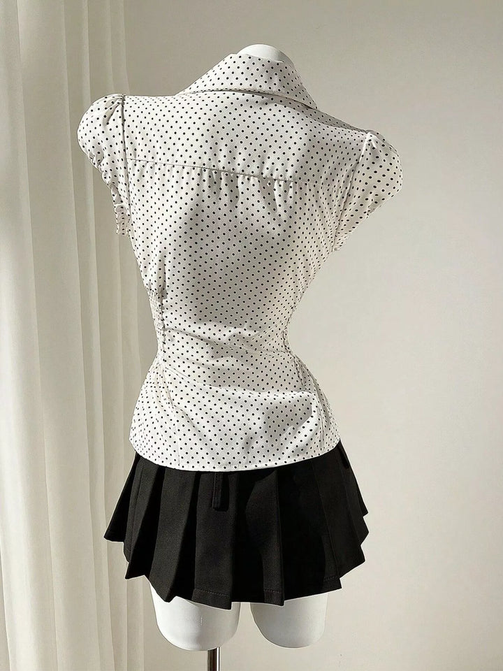 Polka Dot Cap Sleeve Blouse