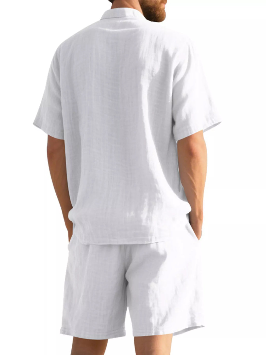 Men's Full Size Casual Short Sleeve Shirt and Shorts Set Plus Size