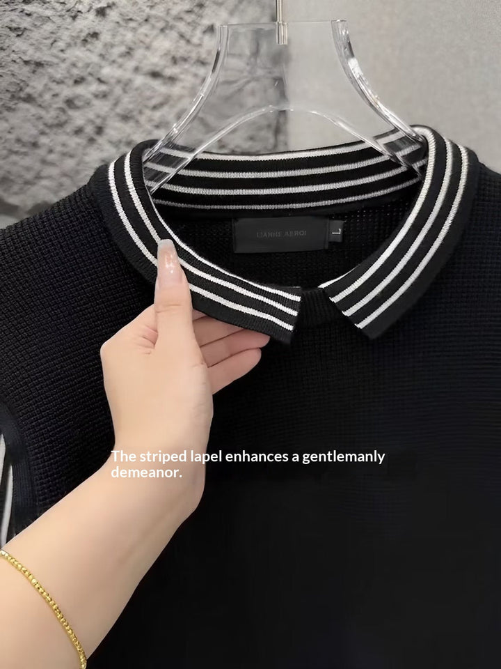 Mens Shirt-collar Knit Sweater For Spring And Autumn