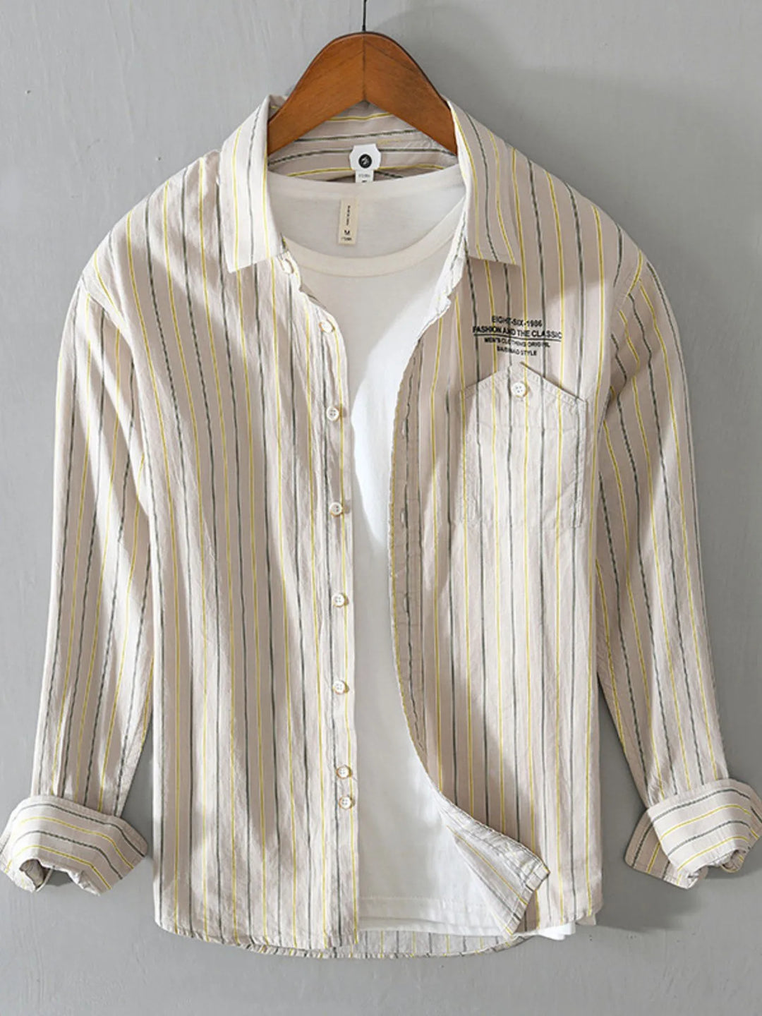 Men's Plus Size Classic Striped Button-Down Shirt