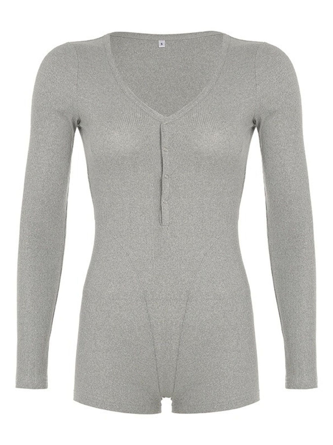 Deep V-Neck Long Sleeve Romper