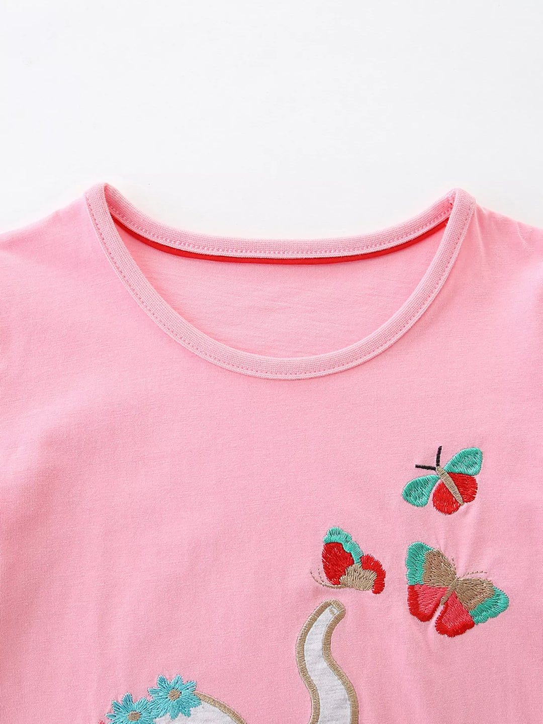 Children's Elephant & Butterfly Embroidered T-shirt and Shorts Set