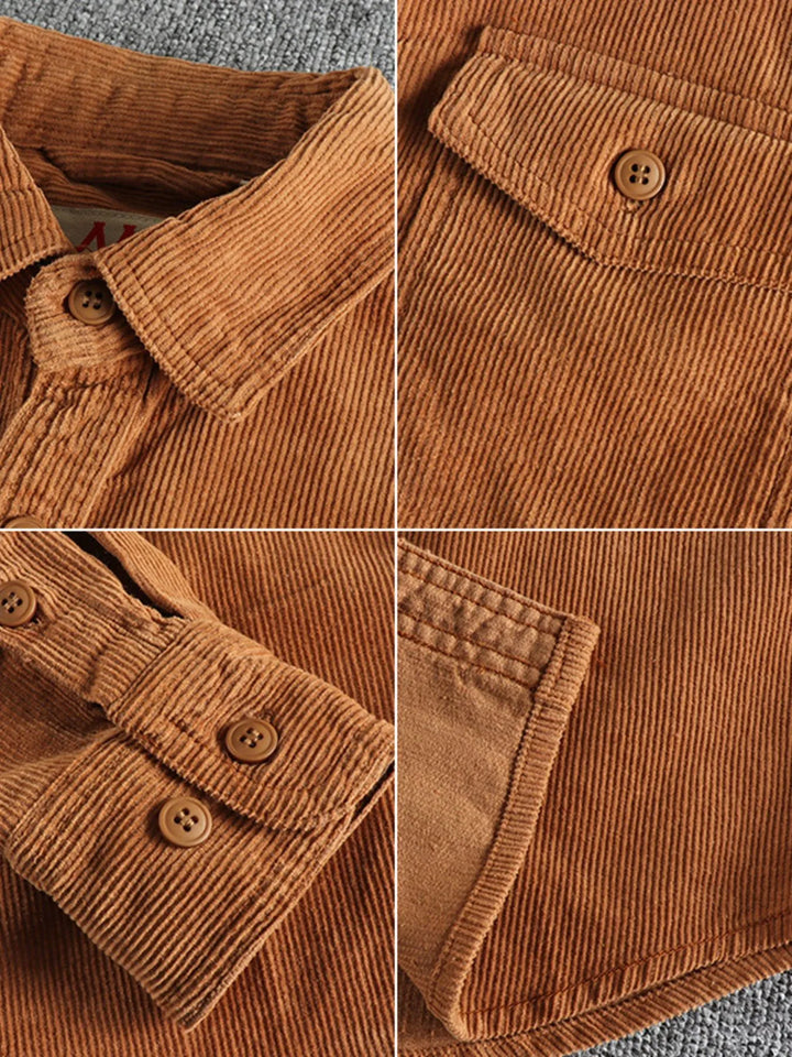 Men's Plus Size Corduroy Long Sleeve Button Up Shirt