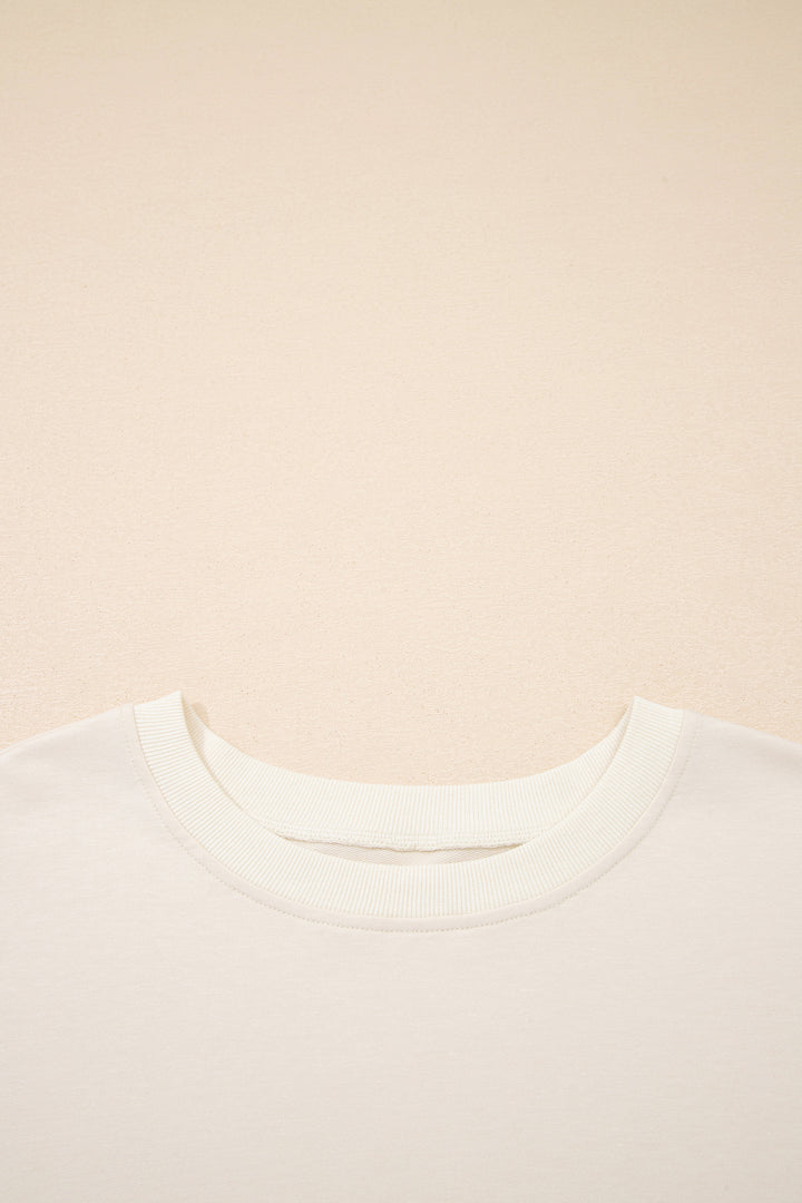 Apricot Camo Print Patchwork Sleeve Raw Hem Plus Size Sweatshirt