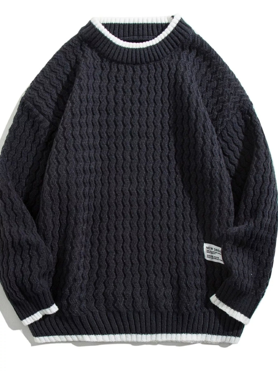 Men's Plus Size Round Neck Textured Knit Sweater