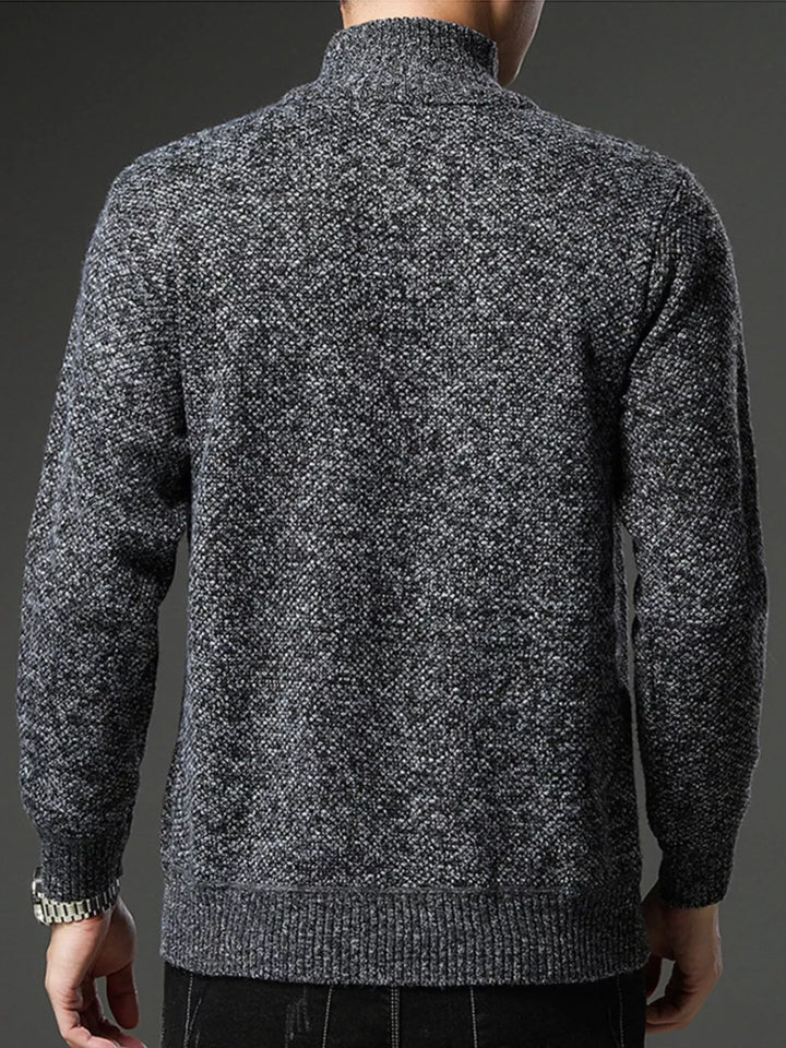Men's Plus Size Half-Zip Knitted Pullover Sweater