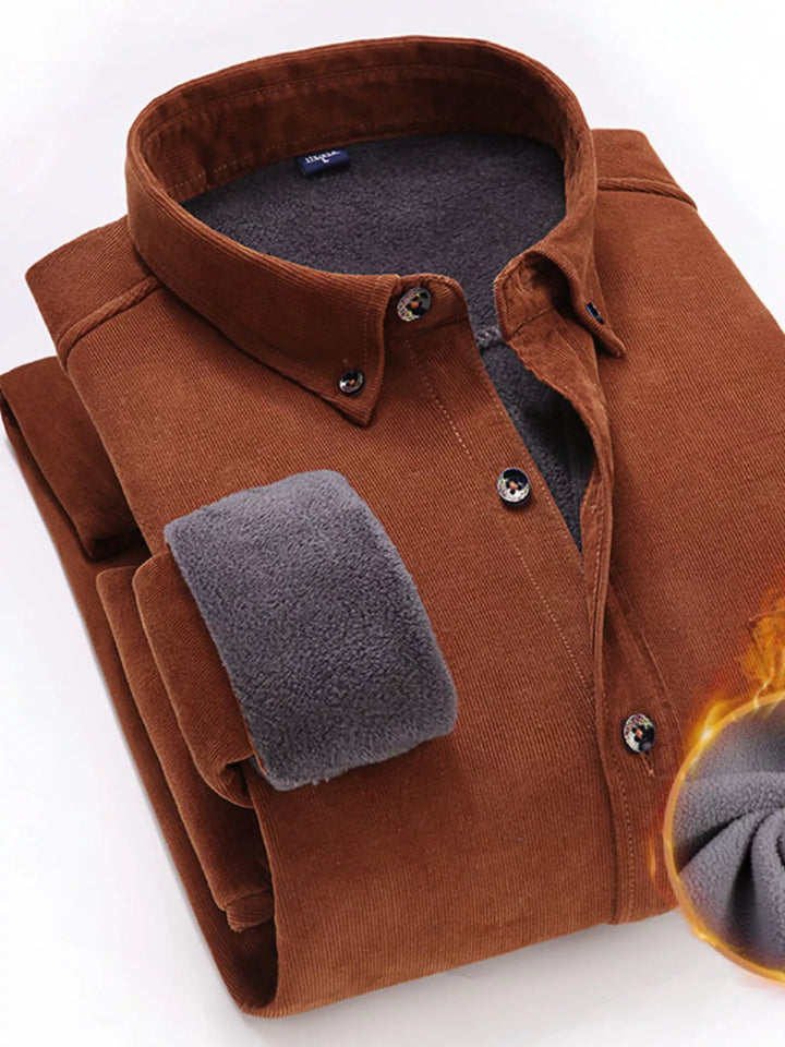 Men's Full Size Casual Corduroy Button-Down Shirt Plus Size
