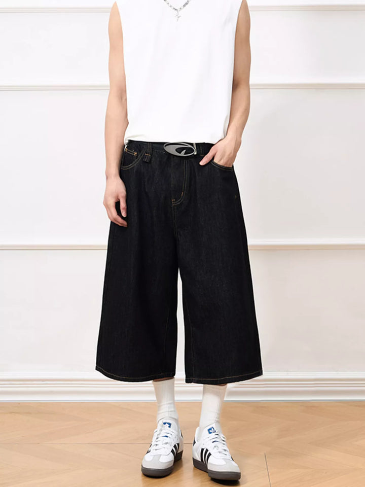 Men's Wide Leg Capri Jeans