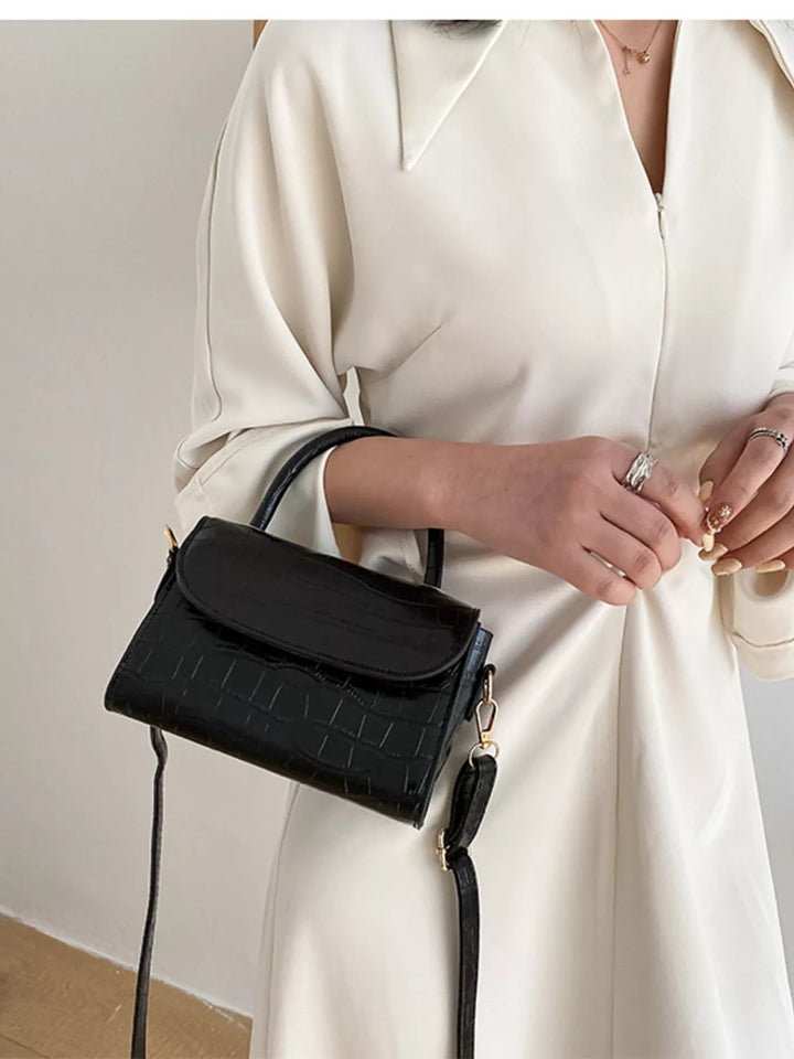Crocodile Pattern Top Handle Crossbody Bag