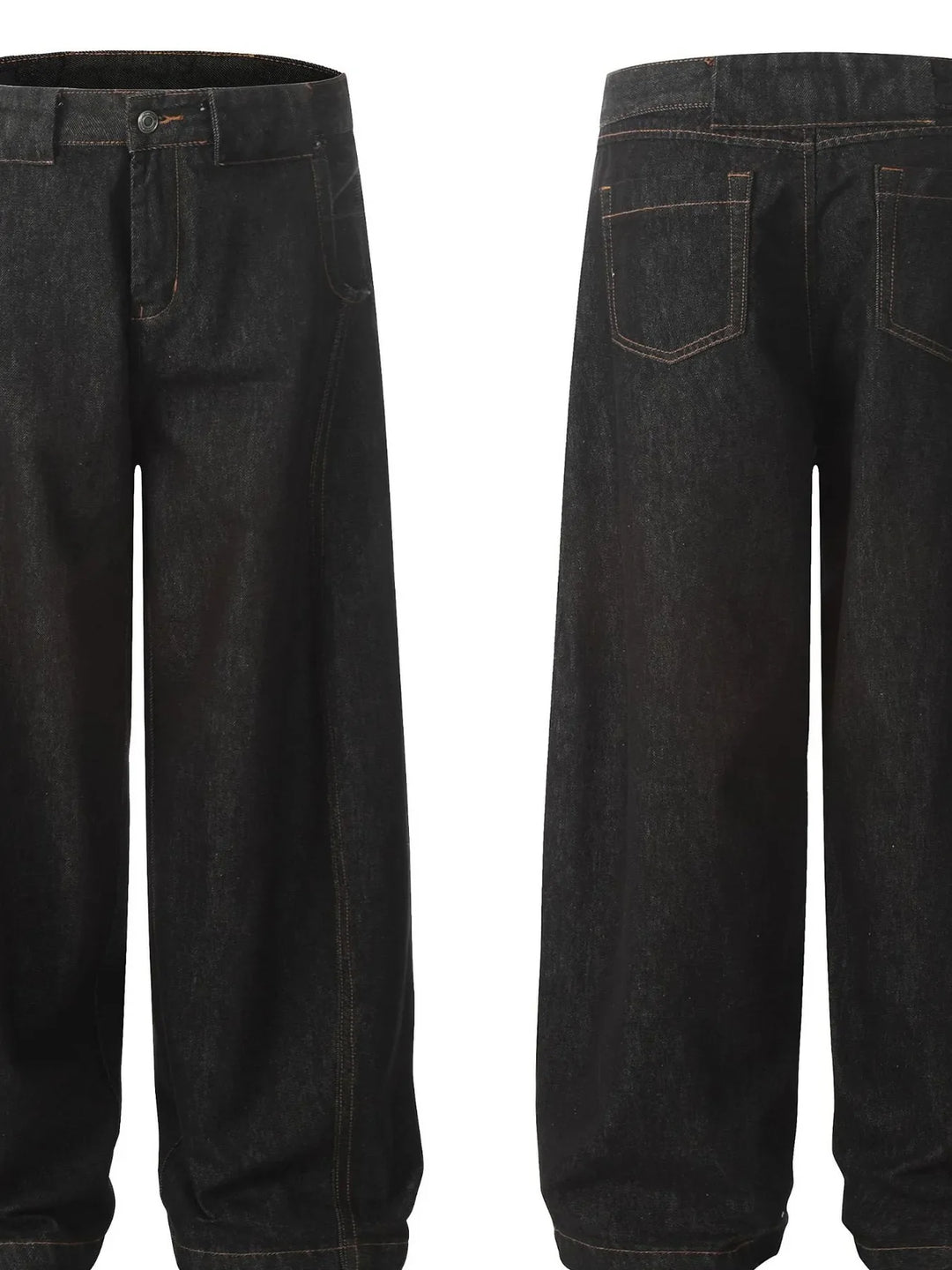 Men's Oversized Wide-Leg Wash Denim Jeans