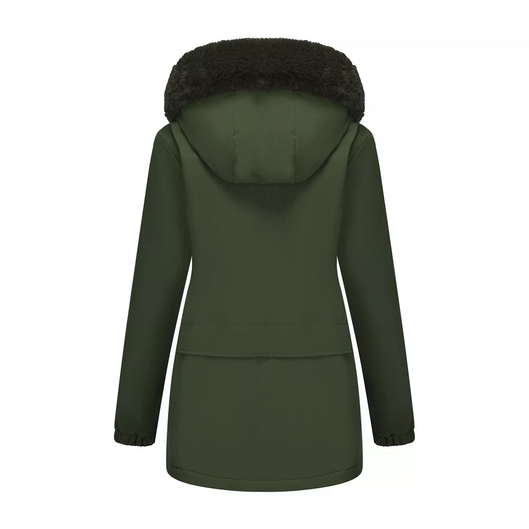 Full Size Fur Hooded Warm Winter Parka Outerwear Plus Size