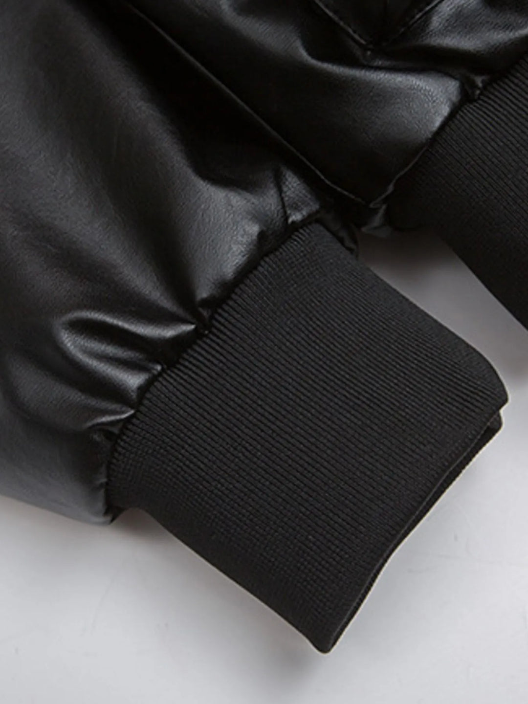 Men's Leather Bomber Jacket with Faux Fur Hood