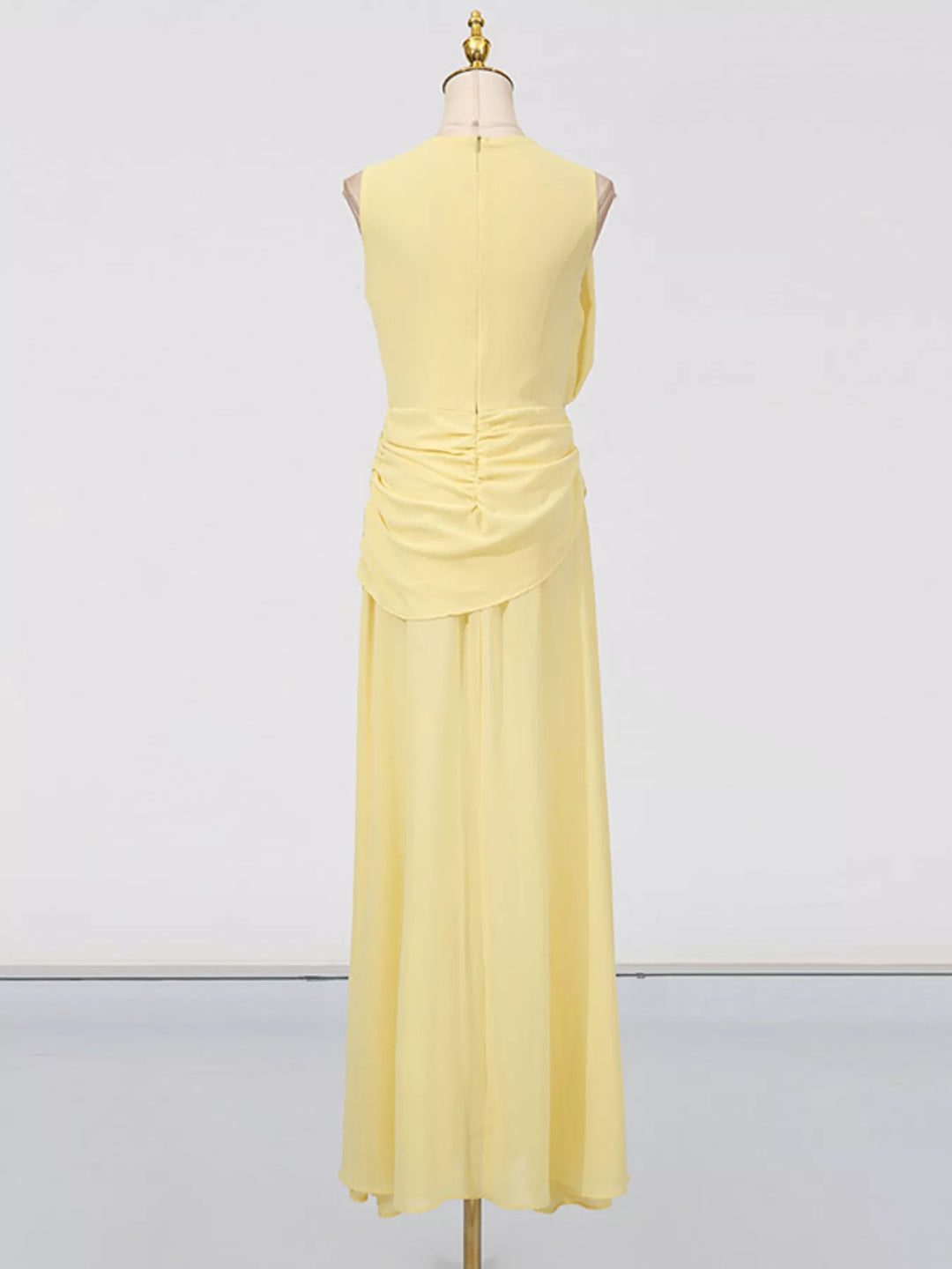 Sleeveless Ruched High-Slit Maxi Dress