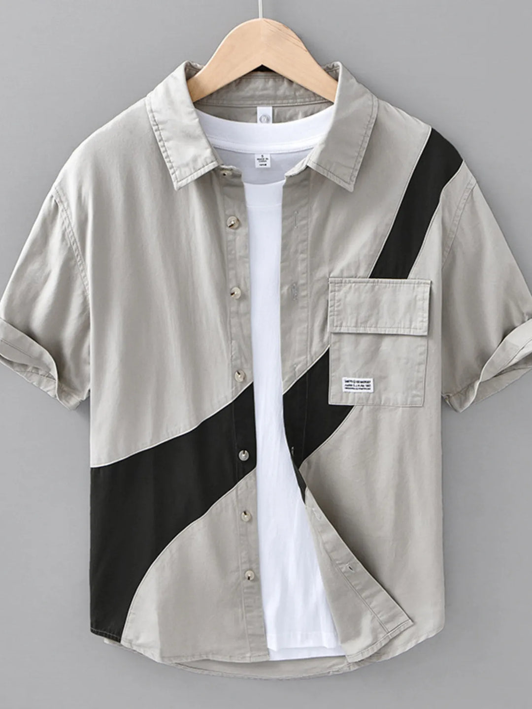 Men's Plus Size Casual Color Block Short Sleeve Shirt