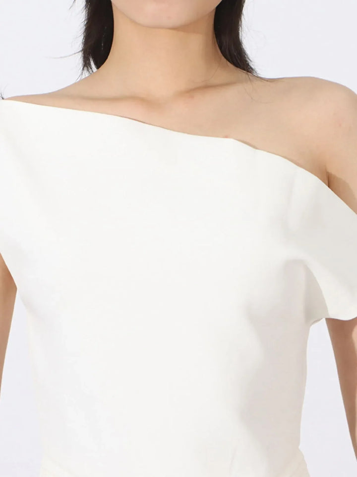 Single Shoulder Pleated Dress