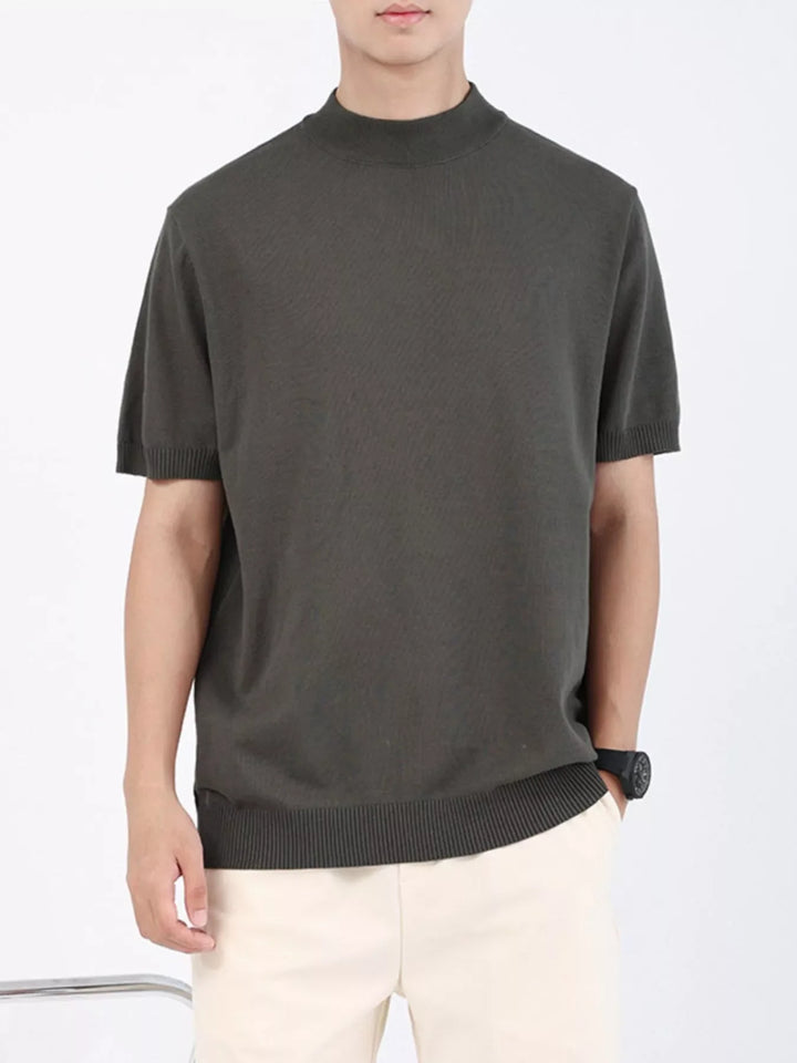 Men's Plus Size Mock Neck Knitted T-Shirt
