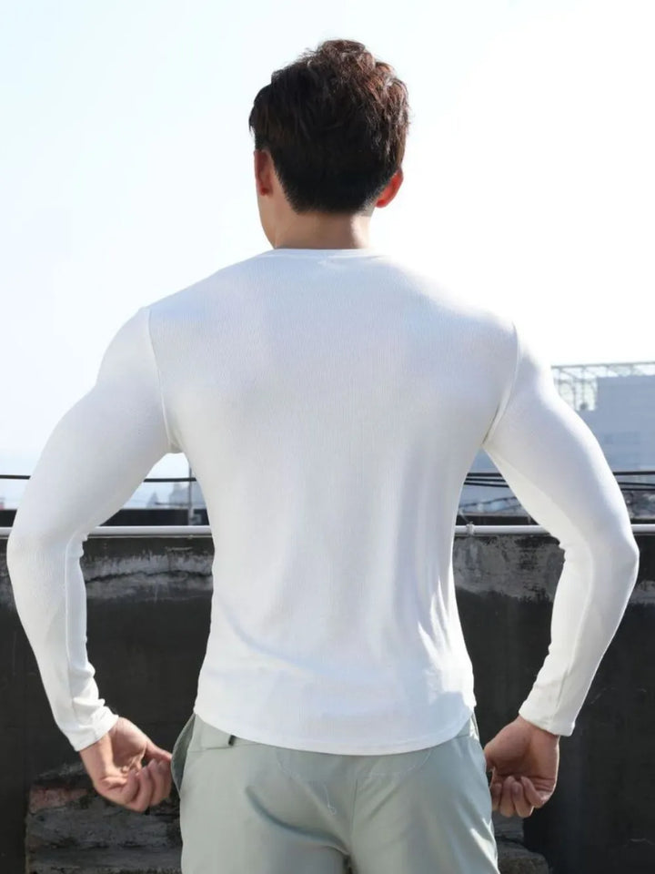 Men's Plus Size Notched Long Sleeve T-Shirt