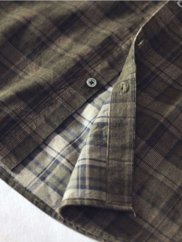 Men's Plus Size Plaid Button Up Long Sleeve Shirt