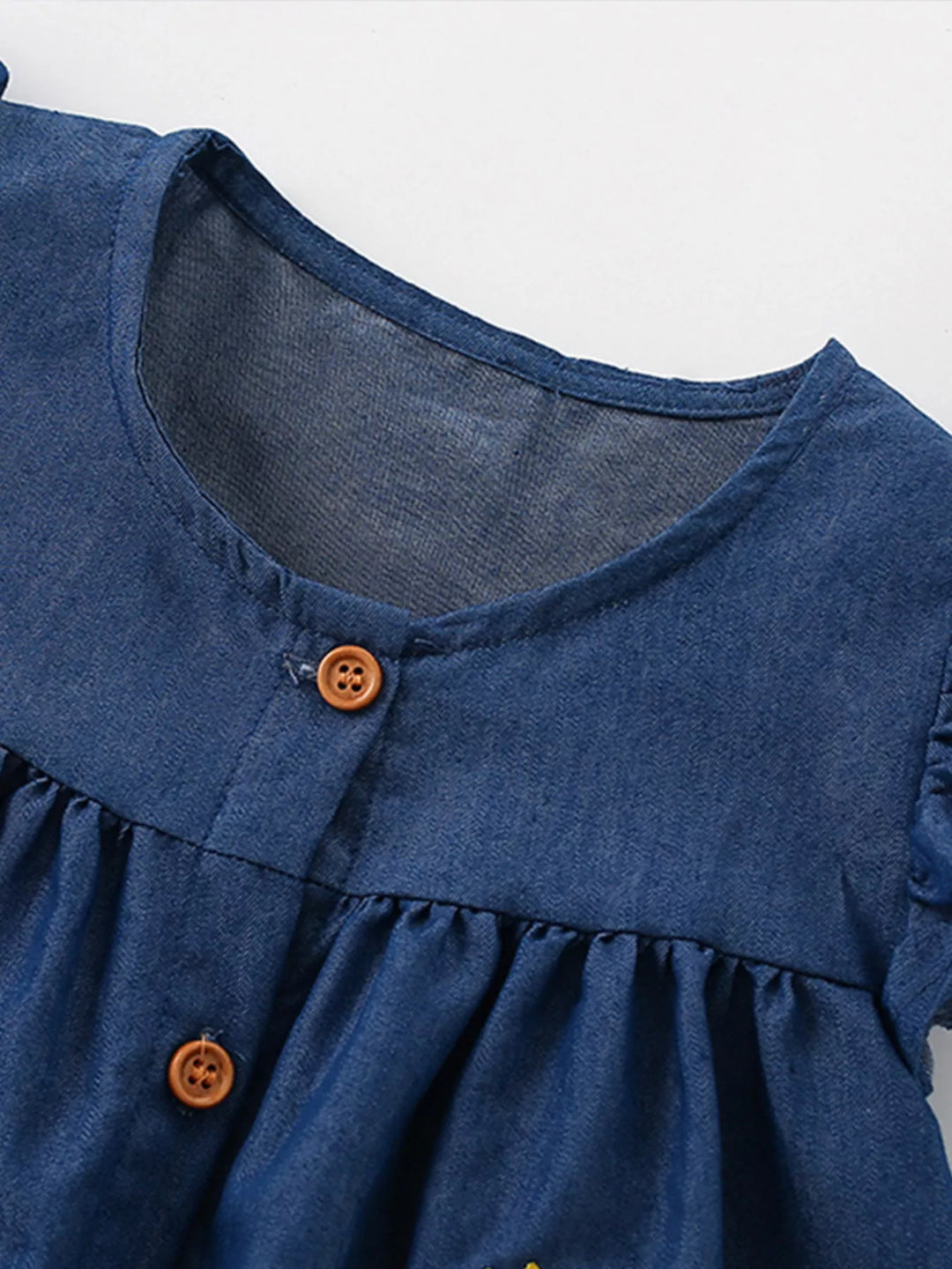 Children's Embroidered Denim Button-Front Dress