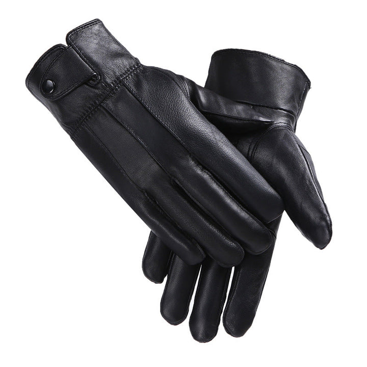 Fleece-lined Thickened Cold-resistant Windproof Sheepskin Mittens For Cycling
