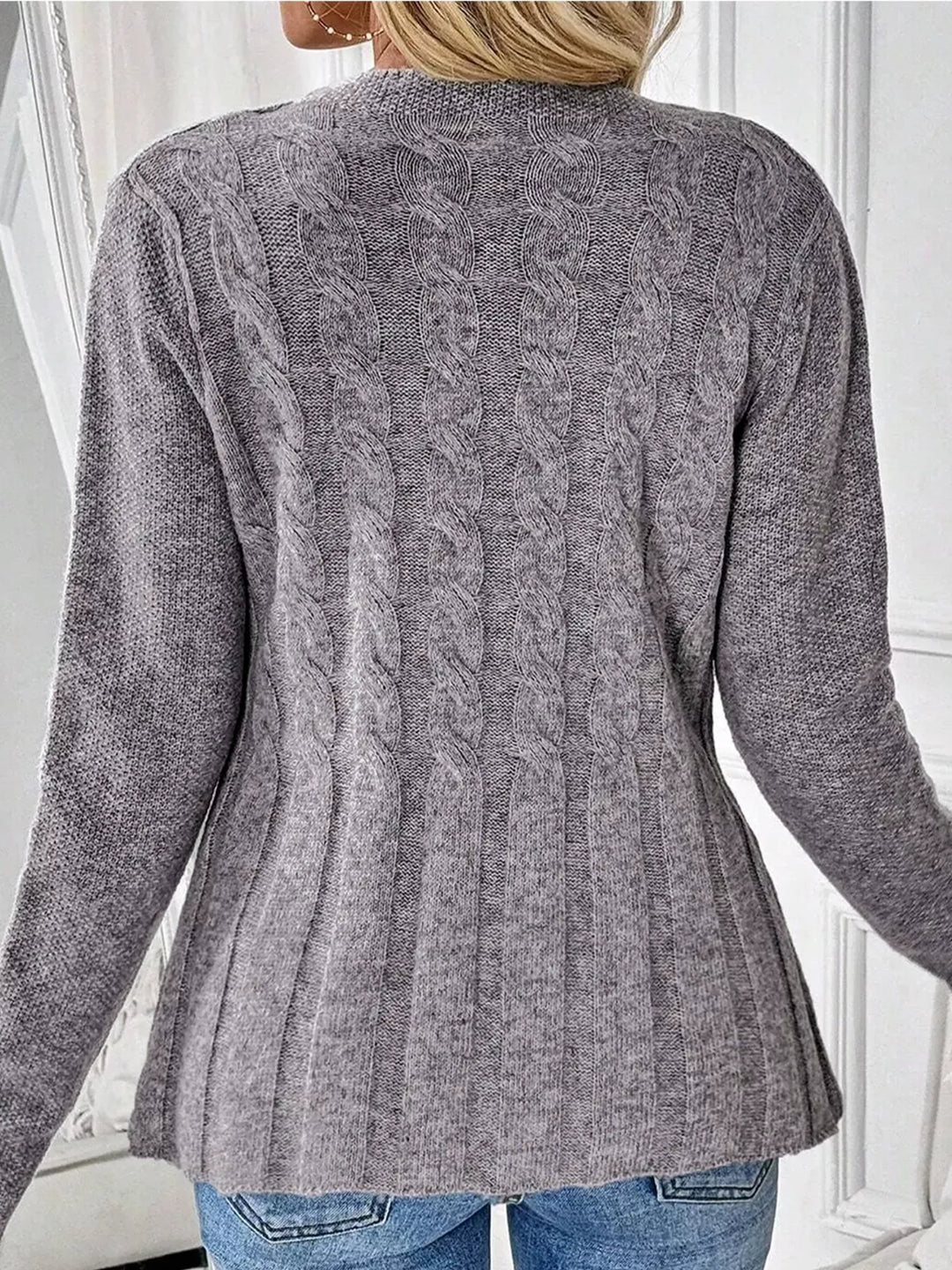 Cable-Knit Button-Down Cardigan