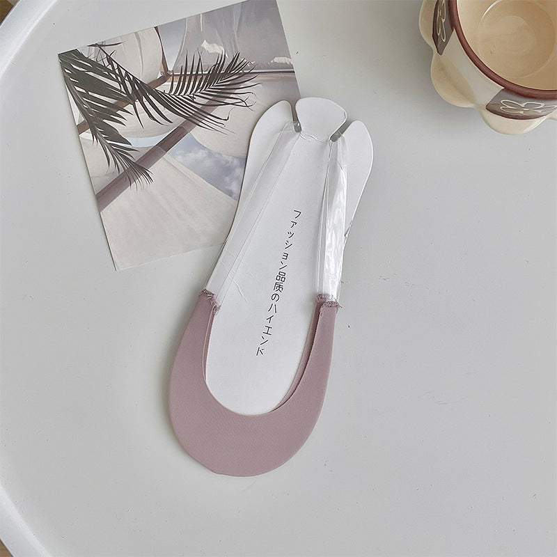 High Heel Socks Women Cotton Ice Silk Boat Socks