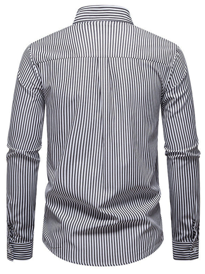 Men's Striped Woven Pattern Long Sleeve Shirt