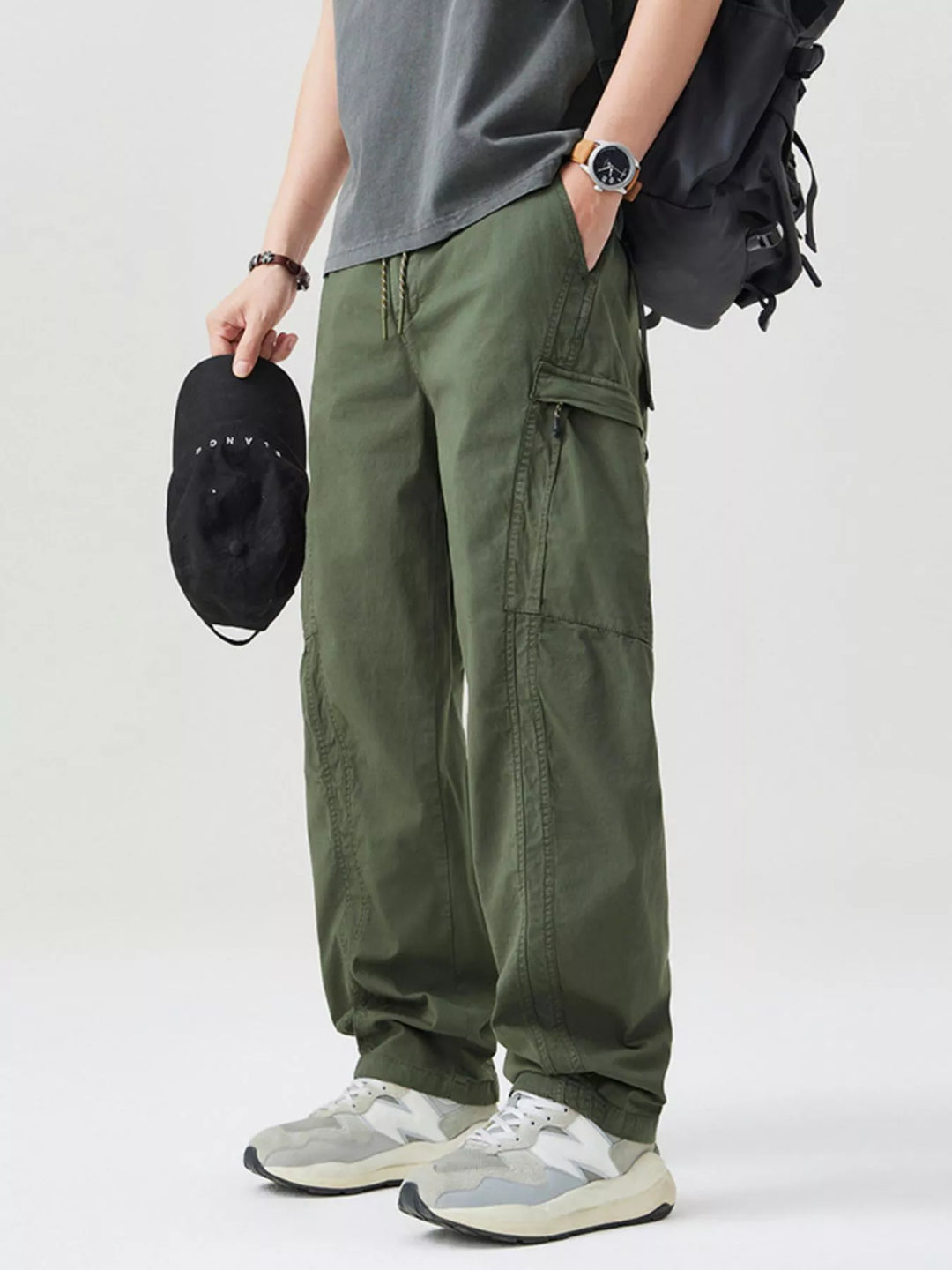 Men's Full Size Wide Leg Cargo Pants Plus Size